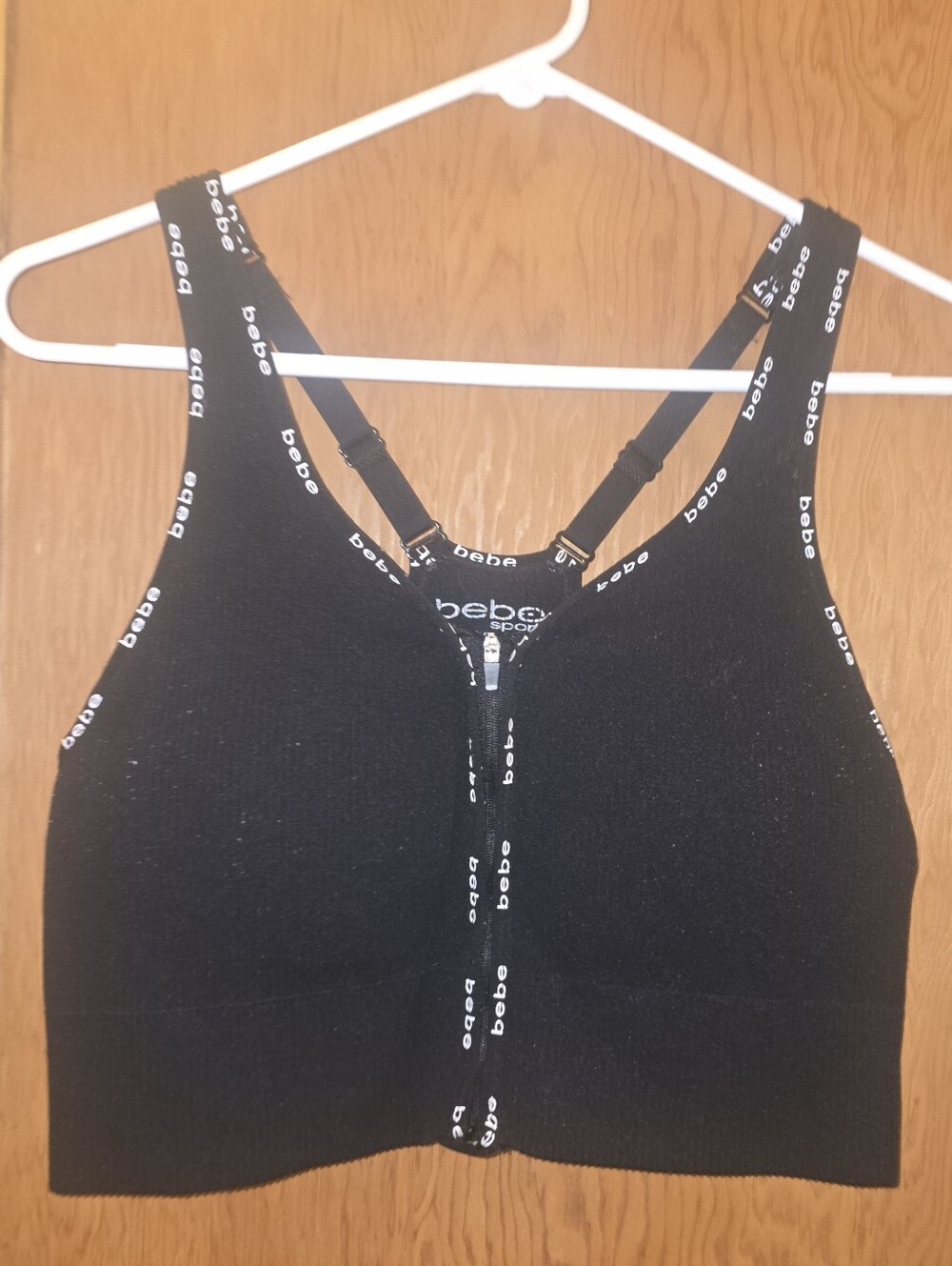 Bebe sport Xzl black zip front padded sport top